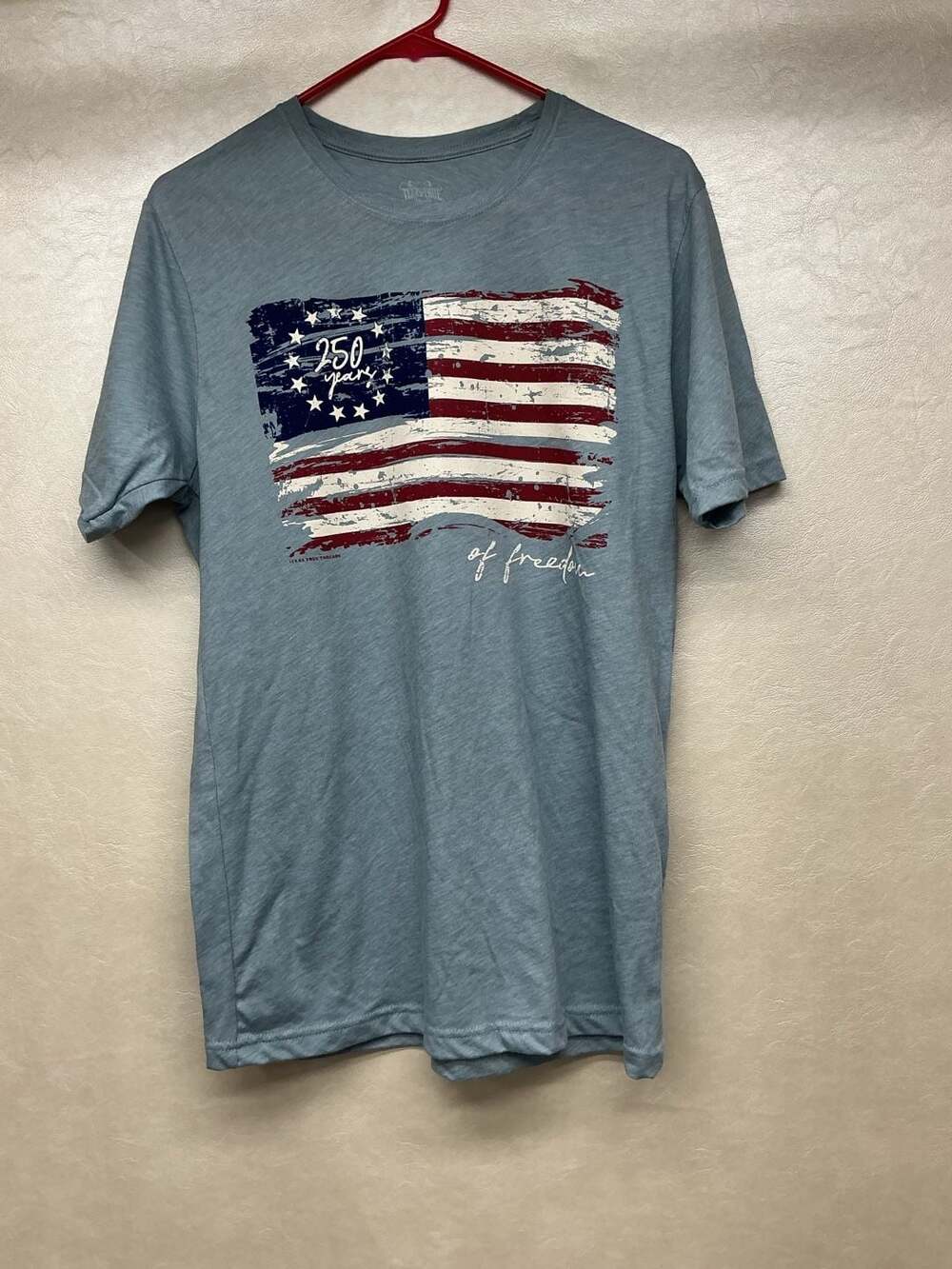 Texas True Threads 250 Years of Freedom T-Shirt Size M Blue American Flag